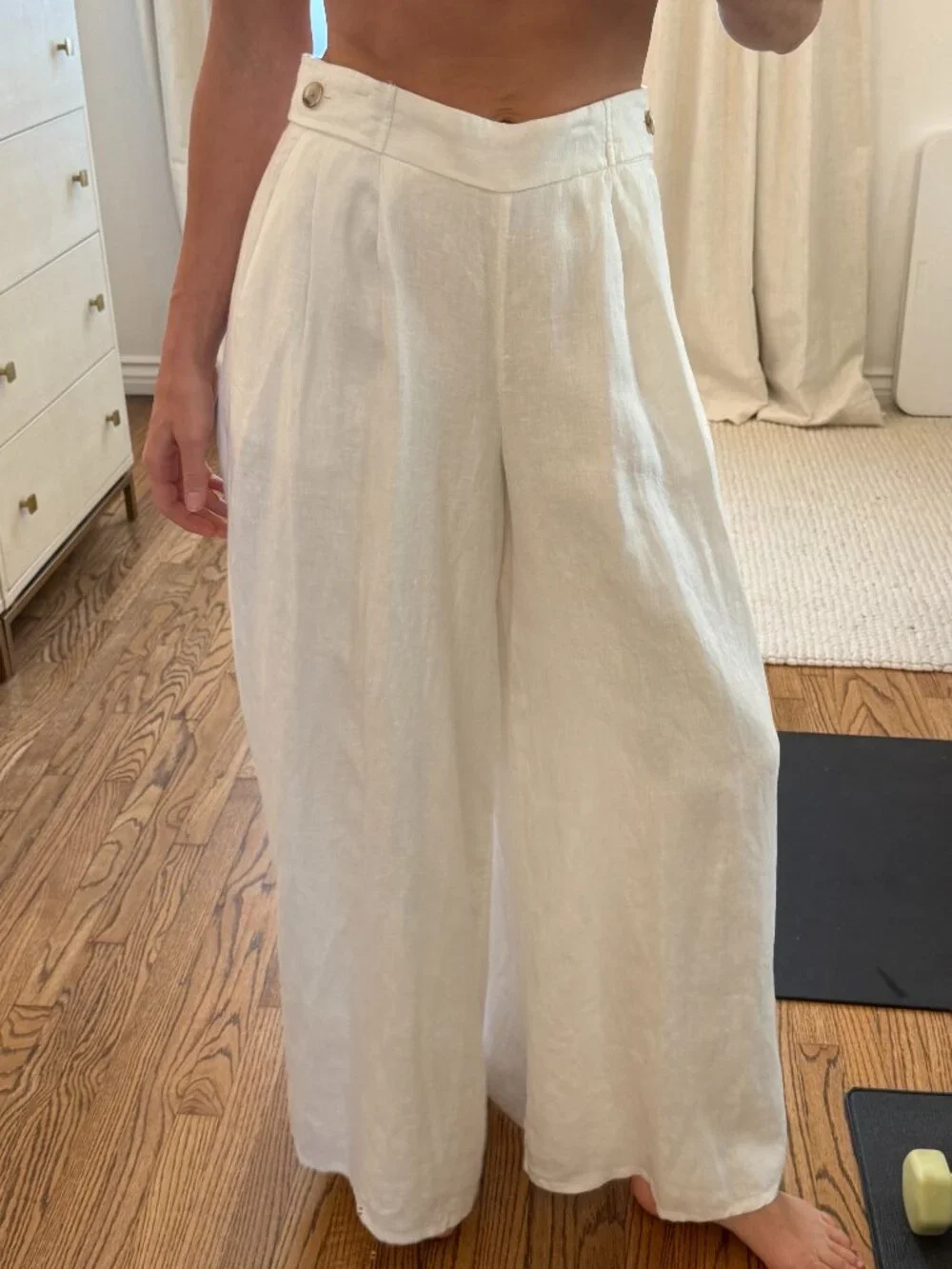 Banana Republic White Linen Wide Leg Palazzo Pants